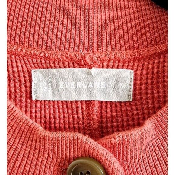 Everlane Waffle Knit Henley One Piece Button Up Jumpsuit in Currant Size XS - Picture 3 of 6
